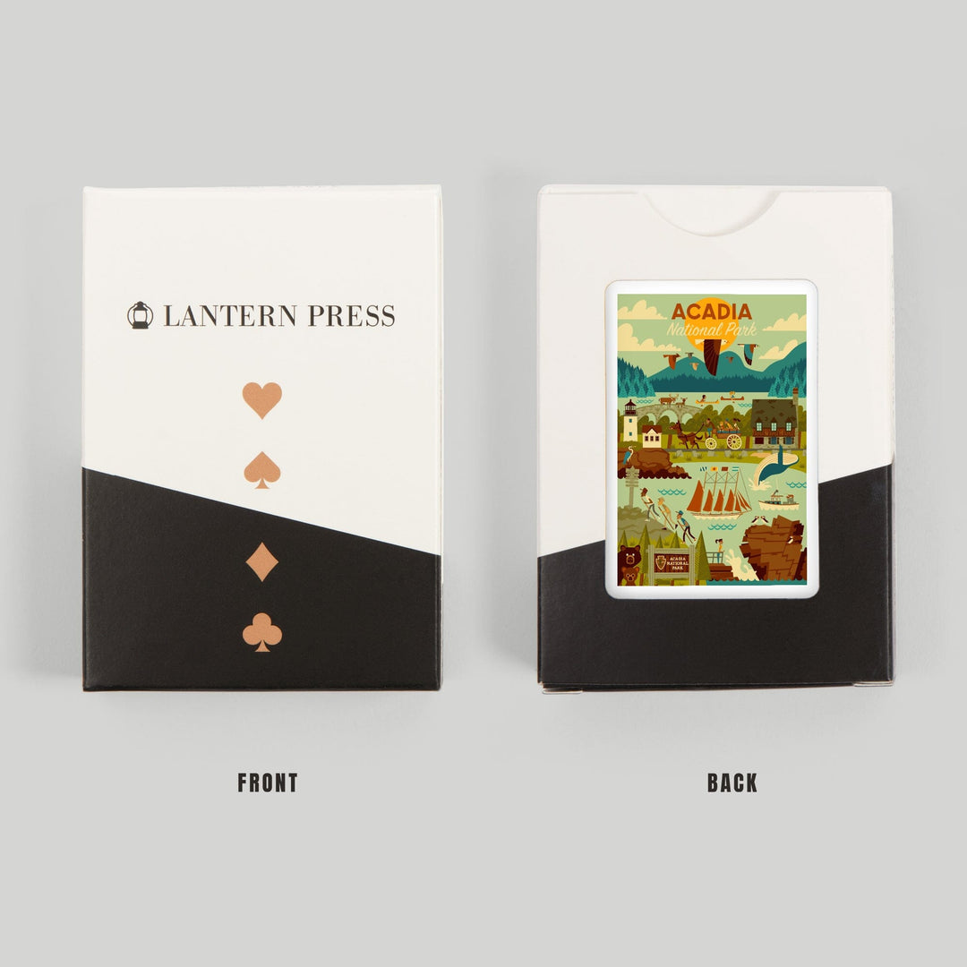 Playing Cards, Acadia National Park, Maine, Geometric National Park Series, 52 Card Deck with Jokers in Box, Unique Art Cards Lantern Press 