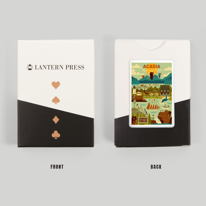 Playing Cards, Acadia National Park, Maine, Geometric National Park Series, 52 Card Deck with Jokers in Box, Unique Art Cards Lantern Press 