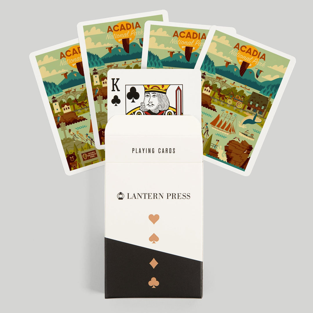 Playing Cards, Acadia National Park, Maine, Geometric National Park Series, 52 Card Deck with Jokers in Box, Unique Art Cards Lantern Press 