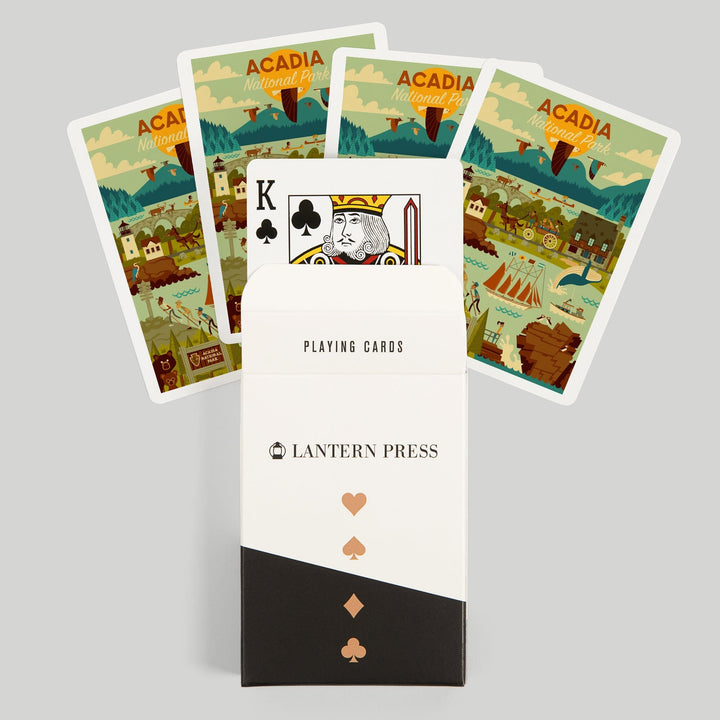 Playing Cards, Acadia National Park, Maine, Geometric National Park Series, 52 Card Deck with Jokers in Box, Unique Art Cards Lantern Press 
