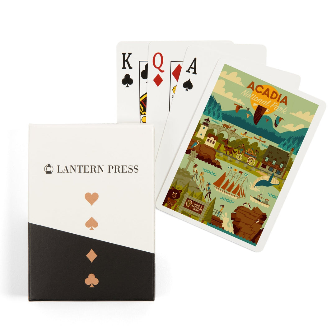 Playing Cards, Acadia National Park, Maine, Geometric National Park Series, 52 Card Deck with Jokers in Box, Unique Art Cards Lantern Press 