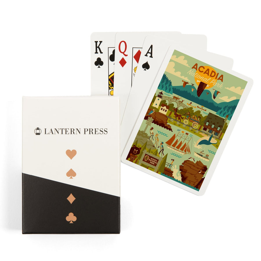Playing Cards, Acadia National Park, Maine, Geometric National Park Series, 52 Card Deck with Jokers in Box, Unique Art Cards Lantern Press 