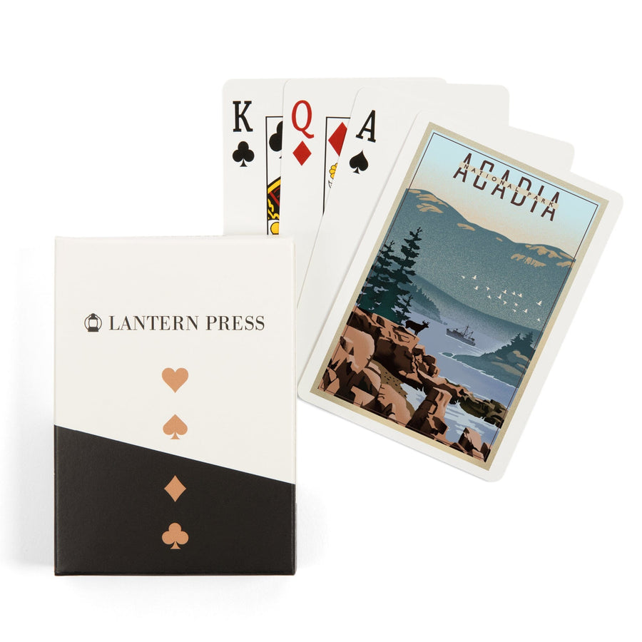 Playing Cards, Acadia National Park, Maine, Lithograph, 52 Card Deck with Jokers in Box, Unique Art Cards Lantern Press 