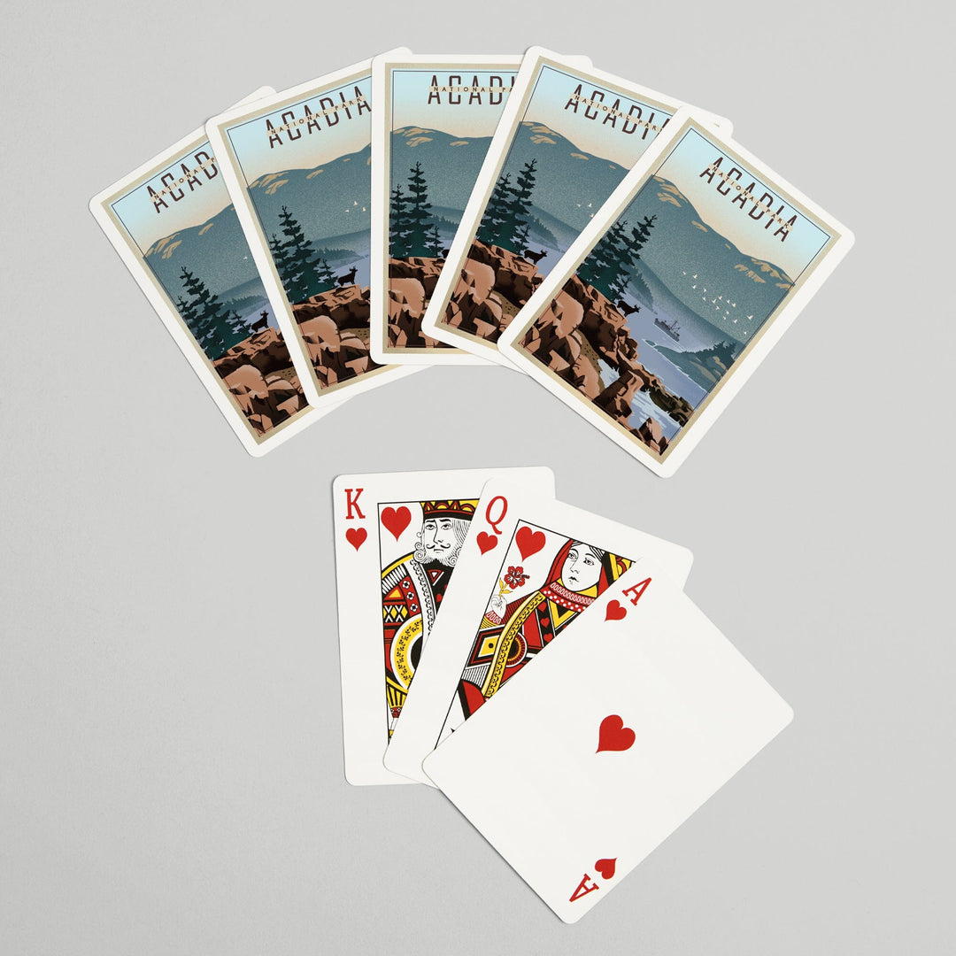 Playing Cards, Acadia National Park, Maine, Lithograph, 52 Card Deck with Jokers in Box, Unique Art Cards Lantern Press 