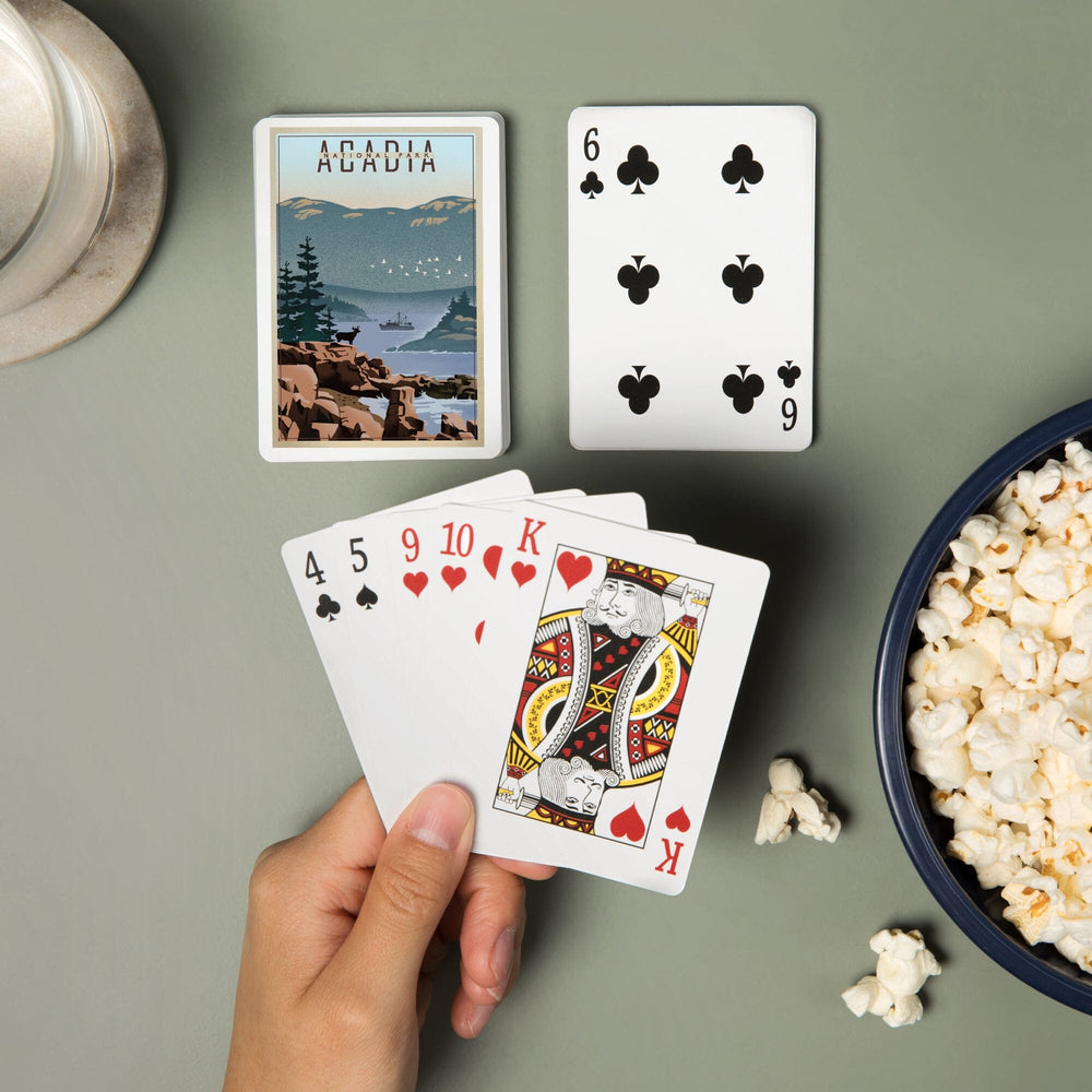 Playing Cards, Acadia National Park, Maine, Lithograph, 52 Card Deck with Jokers in Box, Unique Art Cards Lantern Press 