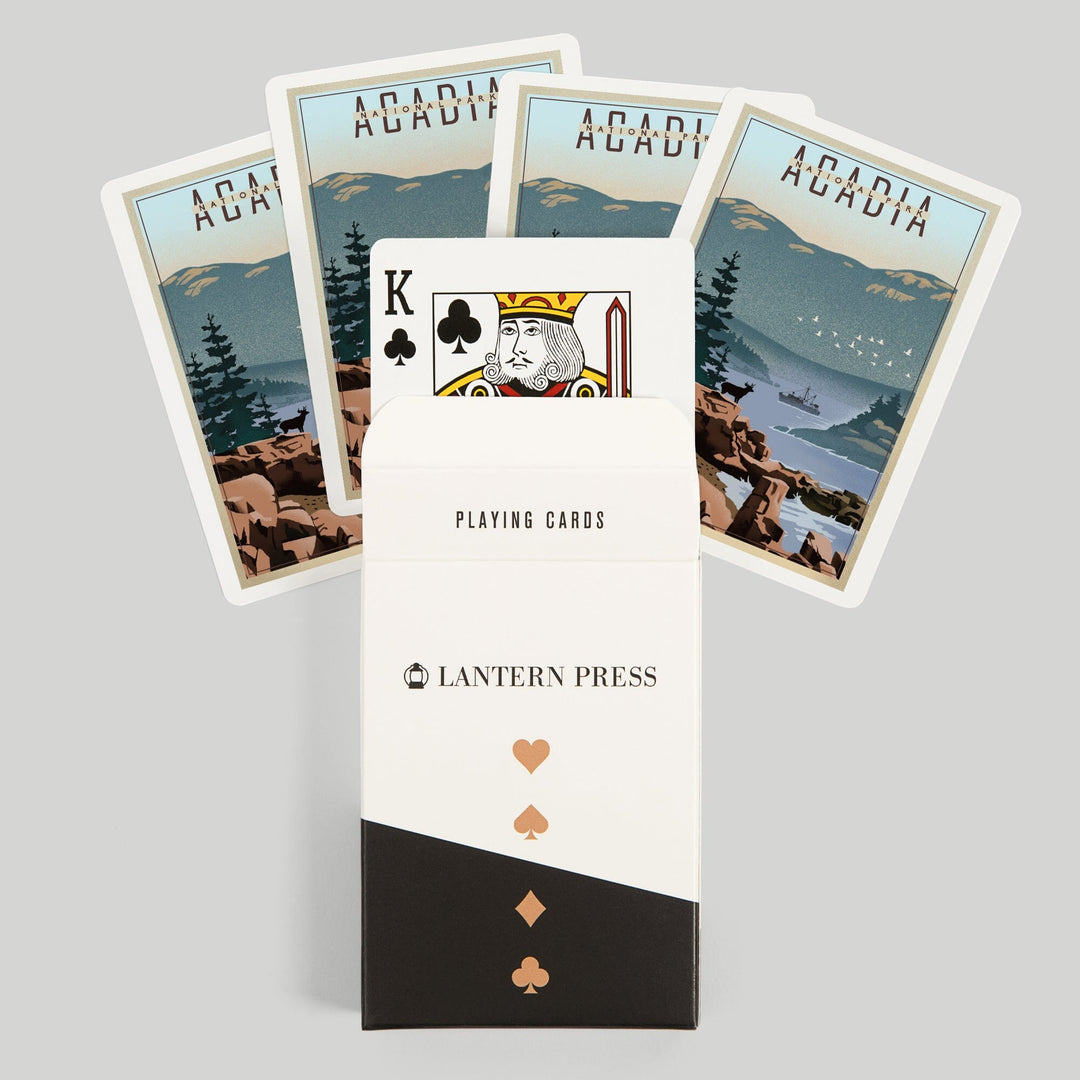 Playing Cards, Acadia National Park, Maine, Lithograph, 52 Card Deck with Jokers in Box, Unique Art Cards Lantern Press 
