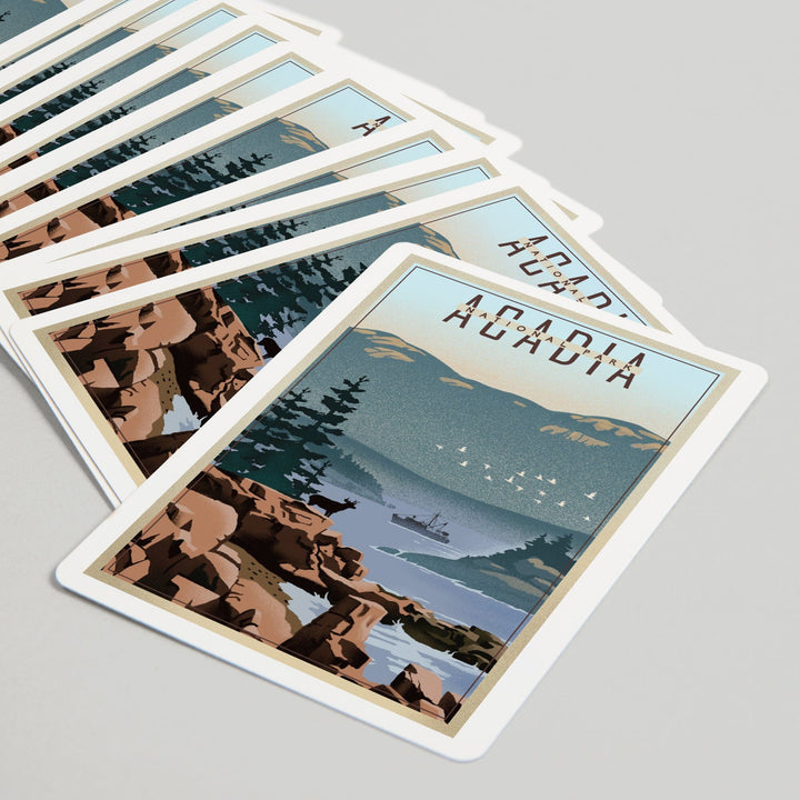 Playing Cards, Acadia National Park, Maine, Lithograph, 52 Card Deck with Jokers in Box, Unique Art Cards Lantern Press 