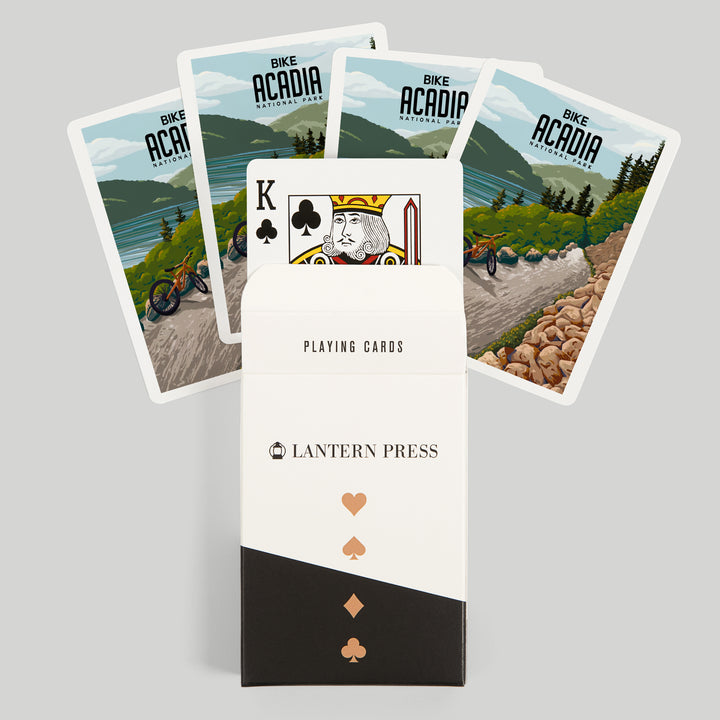 Playing Cards, Acadia National Park, Maine, Painterly, Biking River Path, 52 Card Deck with Jokers in Box, Unique Art Cards Lantern Press 