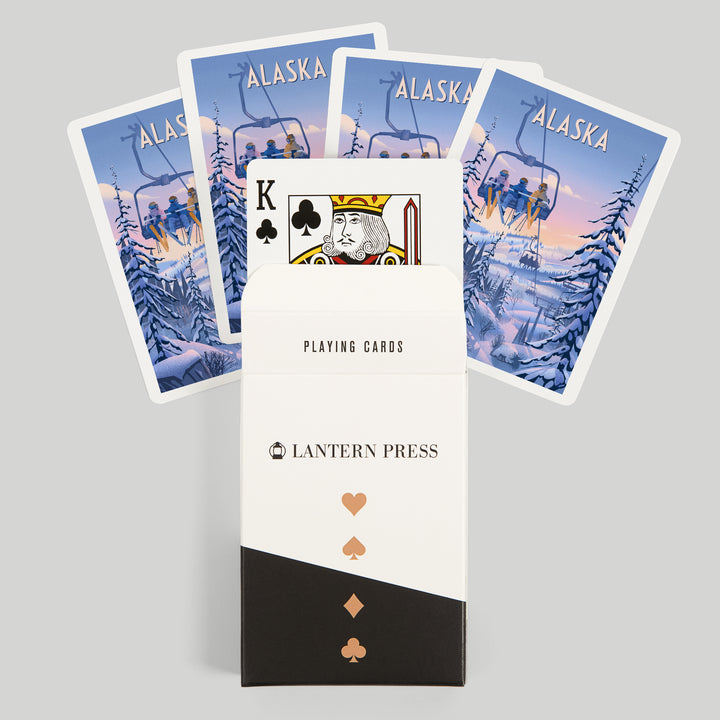 Playing Cards, Alaska, Chill on the Uphill, Ski Lift, 52 Card Deck with Jokers in Box, Unique Art Cards Lantern Press 