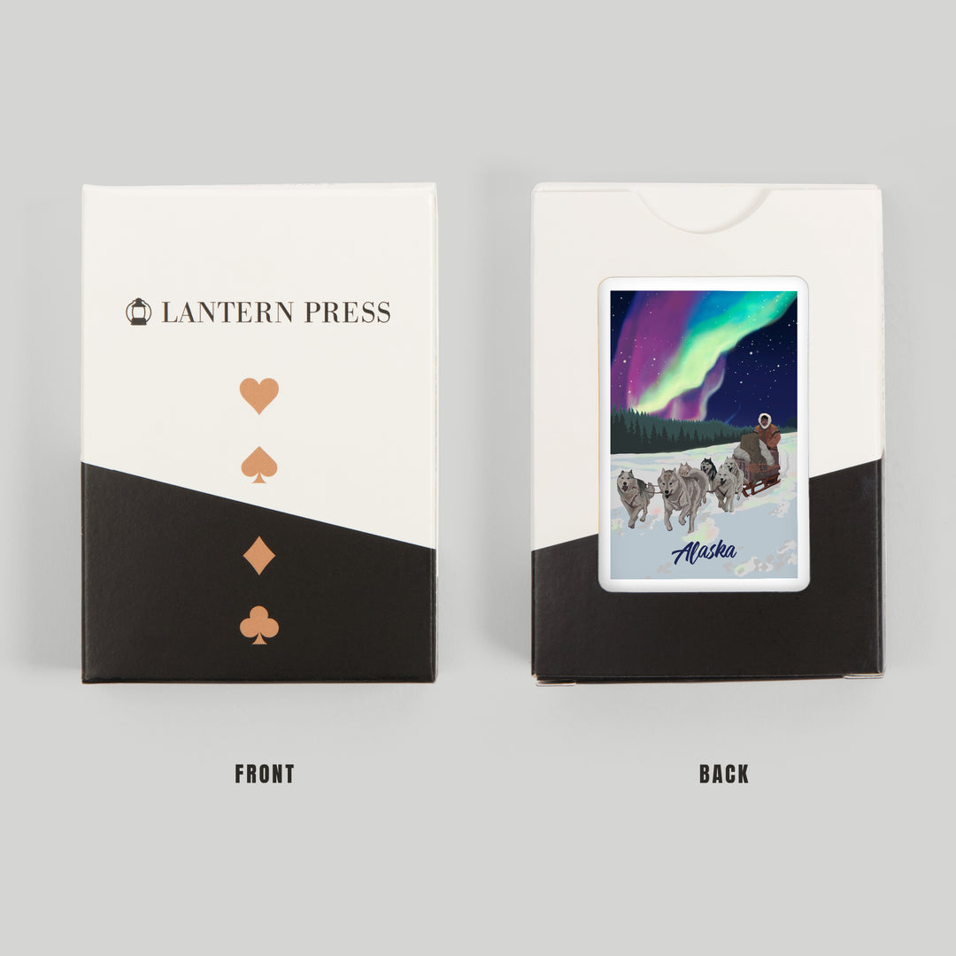 Playing Cards, Alaska, Northern Lights, Dog Sled, 52 Card Deck with Jokers in Box, Unique Art Cards Lantern Press 