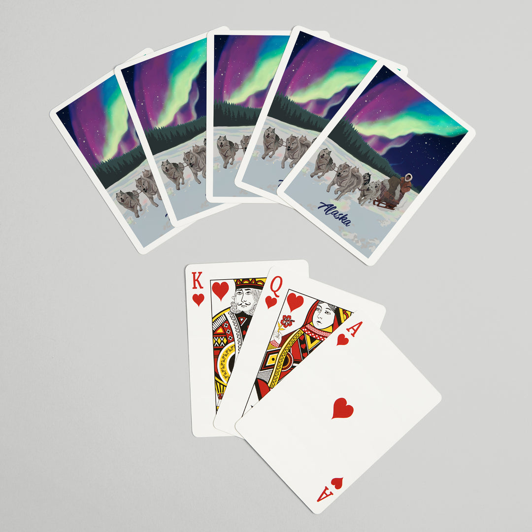 Playing Cards, Alaska, Northern Lights, Dog Sled, 52 Card Deck with Jokers in Box, Unique Art Cards Lantern Press 