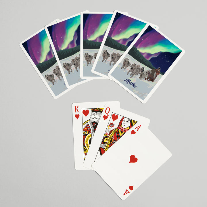 Playing Cards, Alaska, Northern Lights, Dog Sled, 52 Card Deck with Jokers in Box, Unique Art Cards Lantern Press 