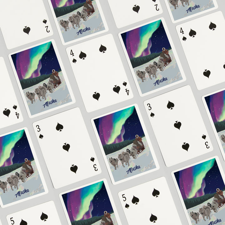 Playing Cards, Alaska, Northern Lights, Dog Sled, 52 Card Deck with Jokers in Box, Unique Art Cards Lantern Press 