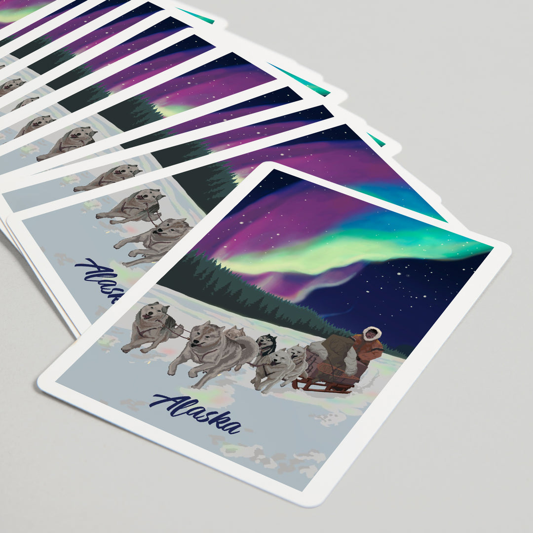 Playing Cards, Alaska, Northern Lights, Dog Sled, 52 Card Deck with Jokers in Box, Unique Art Cards Lantern Press 