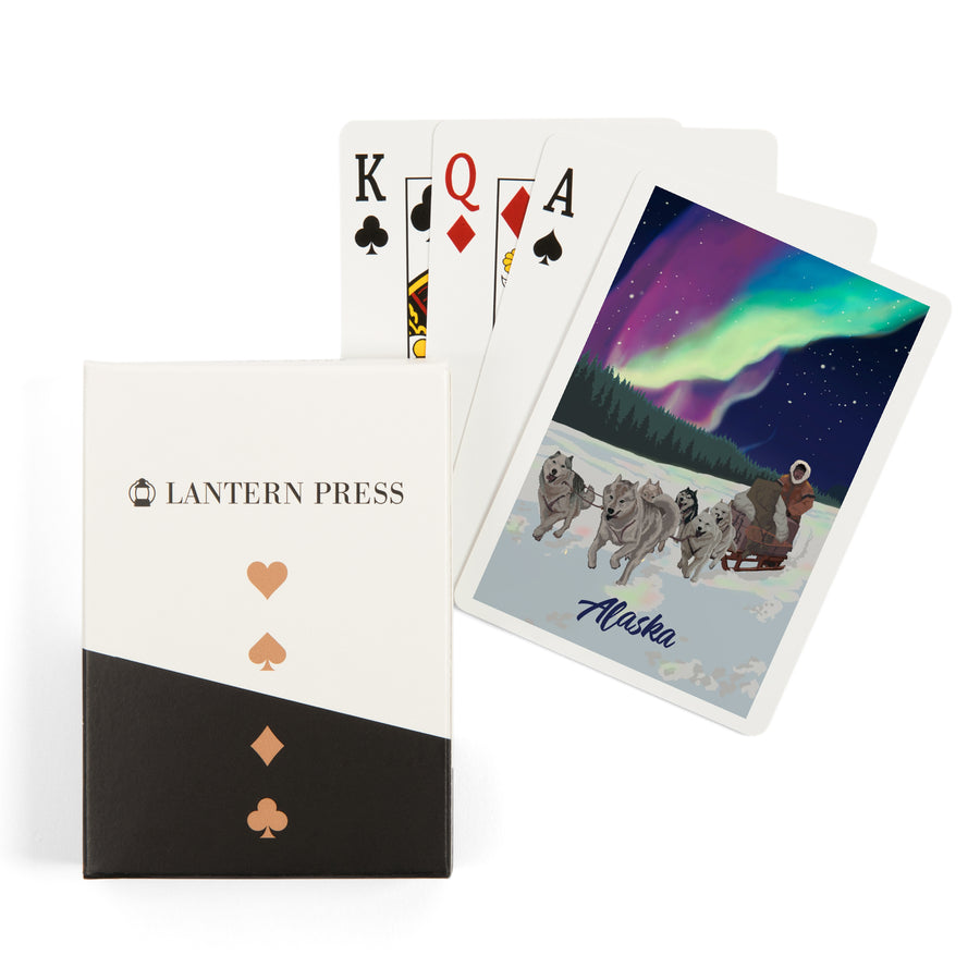 Playing Cards, Alaska, Northern Lights, Dog Sled, 52 Card Deck with Jokers in Box, Unique Art Cards Lantern Press 