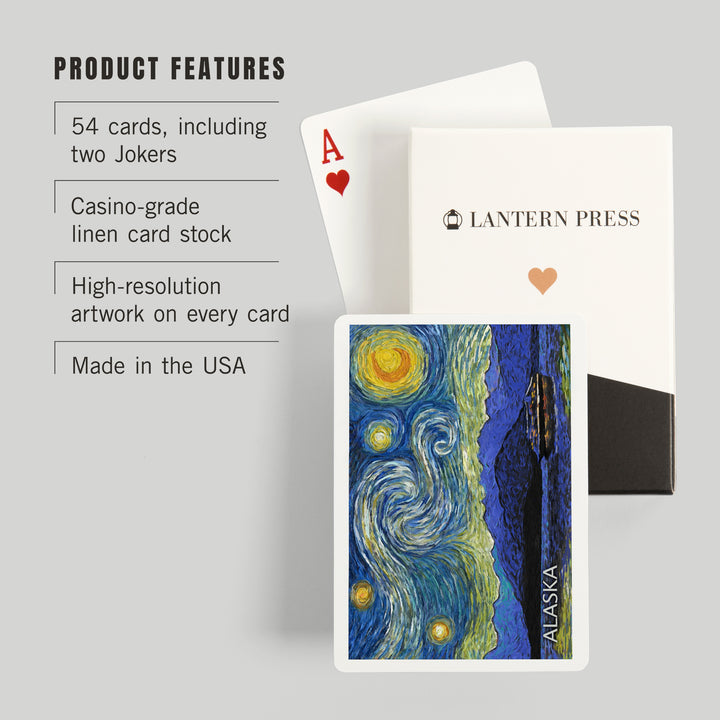 Playing Cards, Alaska, Starry Night, Inside Passage, 52 Card Deck with Jokers in Box, Unique Art Cards Lantern Press 