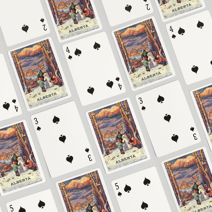 Playing Cards, Alberta, Merry and Bright, Vintage Snowman, 52 Card Deck with Jokers in Box, Unique Art Cards Lantern Press 