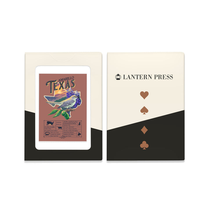 Playing Cards, Amarillo, Texas, Facts About, State Series, 52 Card Deck with Jokers in Box, Unique Art Cards Lantern Press 
