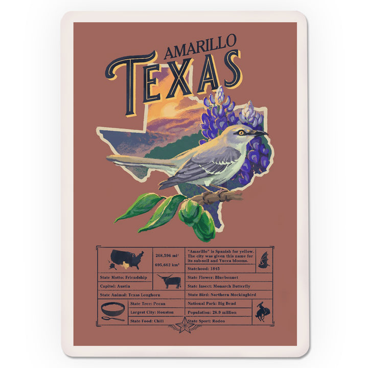 Playing Cards, Amarillo, Texas, Facts About, State Series, 52 Card Deck with Jokers in Box, Unique Art Cards Lantern Press 