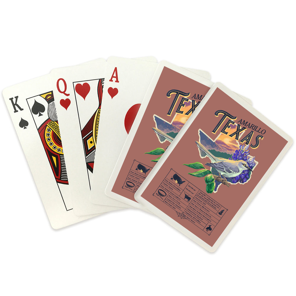 Playing Cards, Amarillo, Texas, Facts About, State Series, 52 Card Deck with Jokers in Box, Unique Art Cards Lantern Press 
