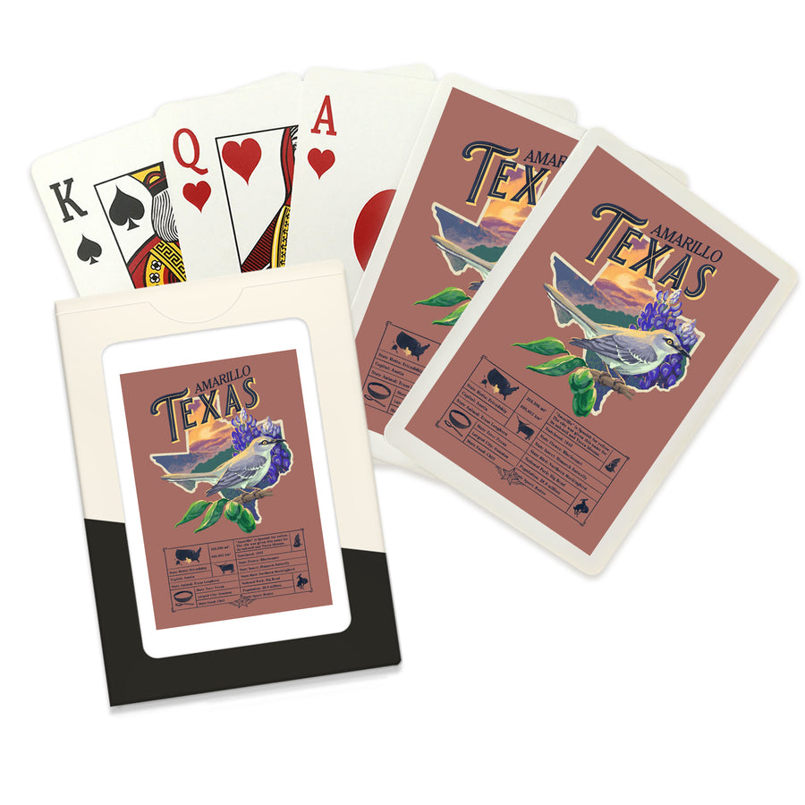 Playing Cards, Amarillo, Texas, Facts About, State Series, 52 Card Deck with Jokers in Box, Unique Art Cards Lantern Press 