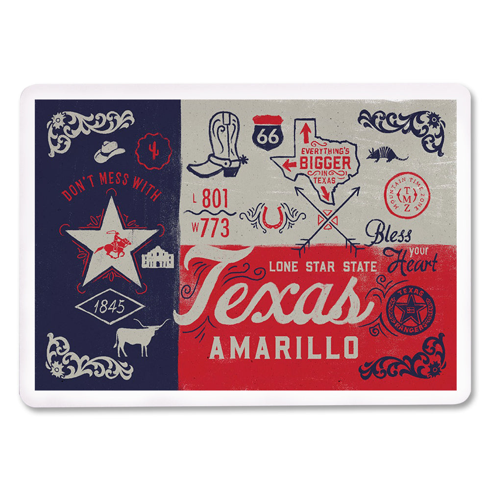 Playing Cards, Amarillo, Texas, Illustrated State Flag, State Series, 52 Card Deck with Jokers in Box, Unique Art Cards Lantern Press 