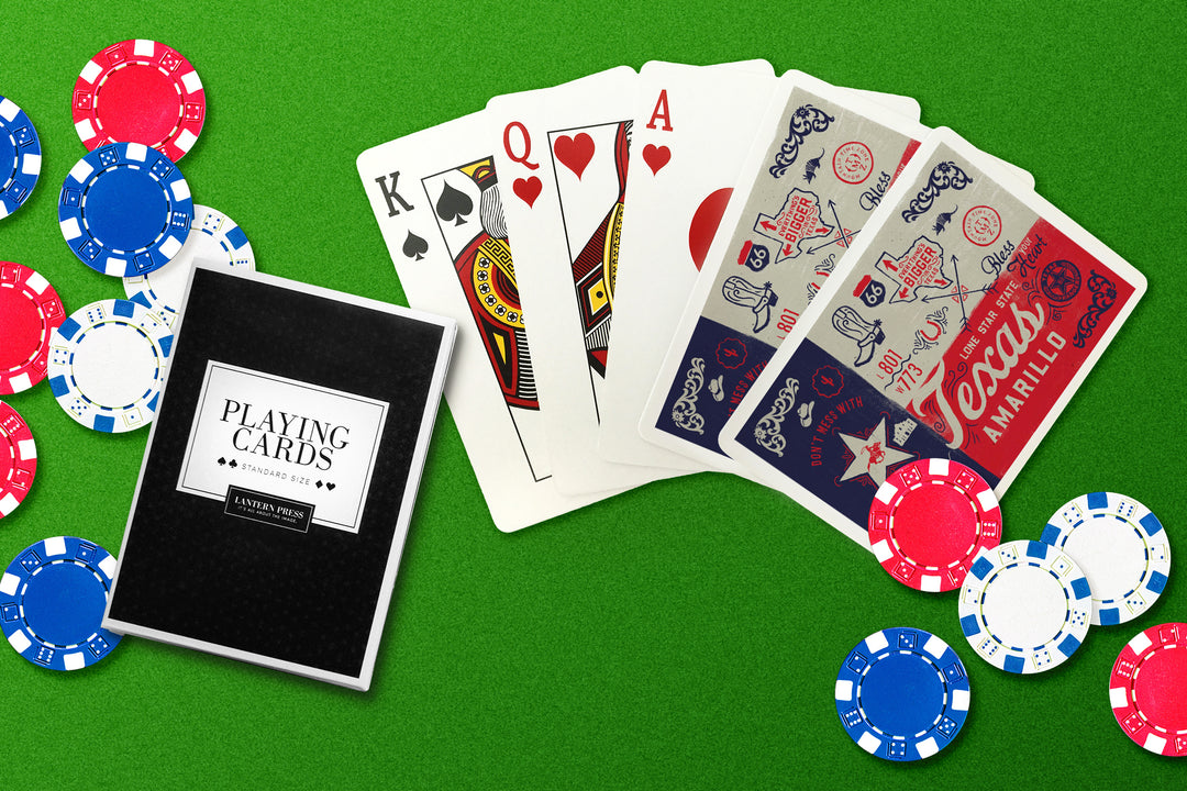 Playing Cards, Amarillo, Texas, Illustrated State Flag, State Series, 52 Card Deck with Jokers in Box, Unique Art Cards Lantern Press 