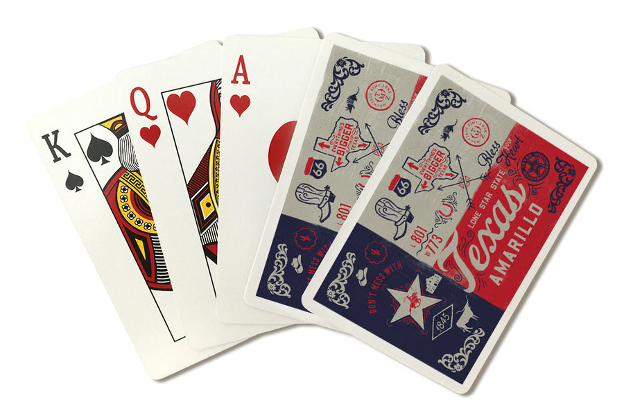 Playing Cards, Amarillo, Texas, Illustrated State Flag, State Series, 52 Card Deck with Jokers in Box, Unique Art Cards Lantern Press 