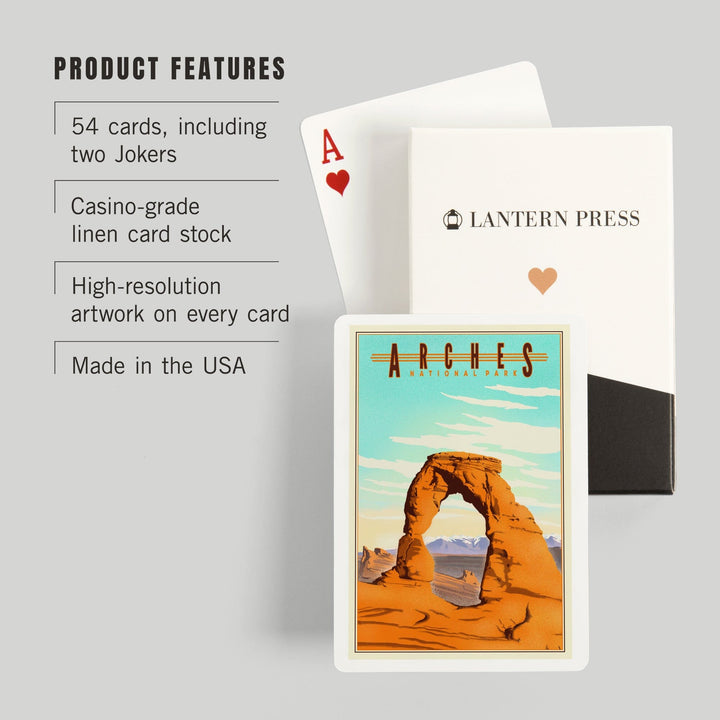 Playing Cards, Arches National Park, Lithograph, 52 Card Deck with Jokers in Box, Unique Art Cards Lantern Press 