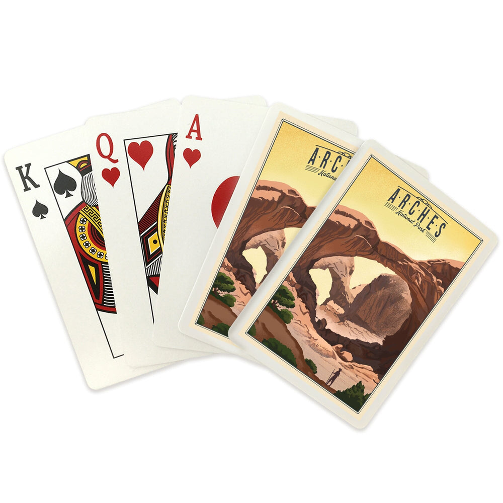 Playing Cards, Arches National Park, Utah, Double Arch, Litho, 52 Card Deck with Jokers in Box, Unique Art Cards Lantern Press 