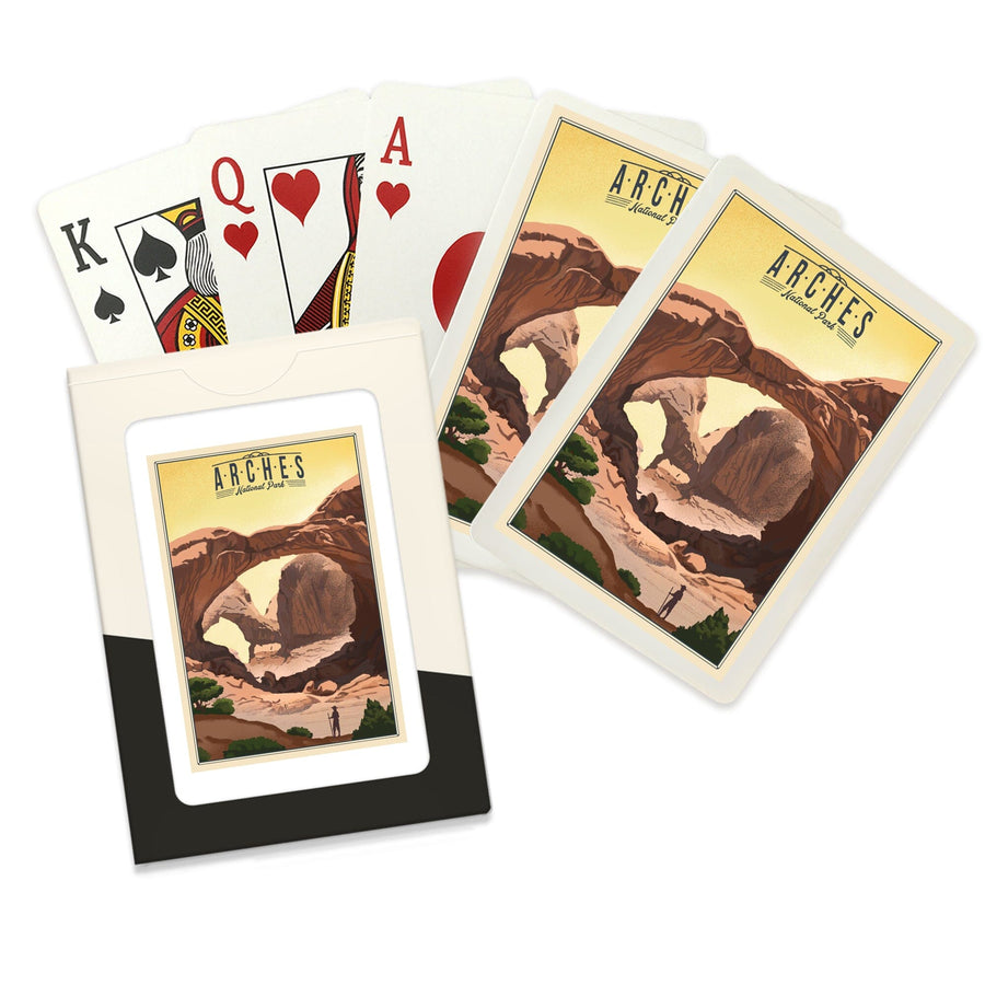 Playing Cards, Arches National Park, Utah, Double Arch, Litho, 52 Card Deck with Jokers in Box, Unique Art Cards Lantern Press 