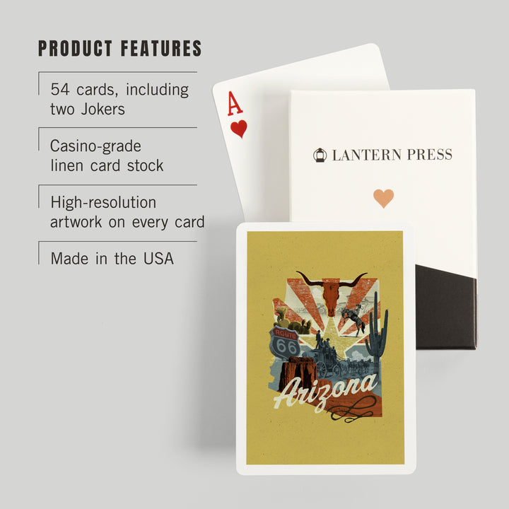 Playing Cards, Arizona, Photomontage, State Series, 52 Card Deck with Jokers in Box, Unique Art Cards Lantern Press 