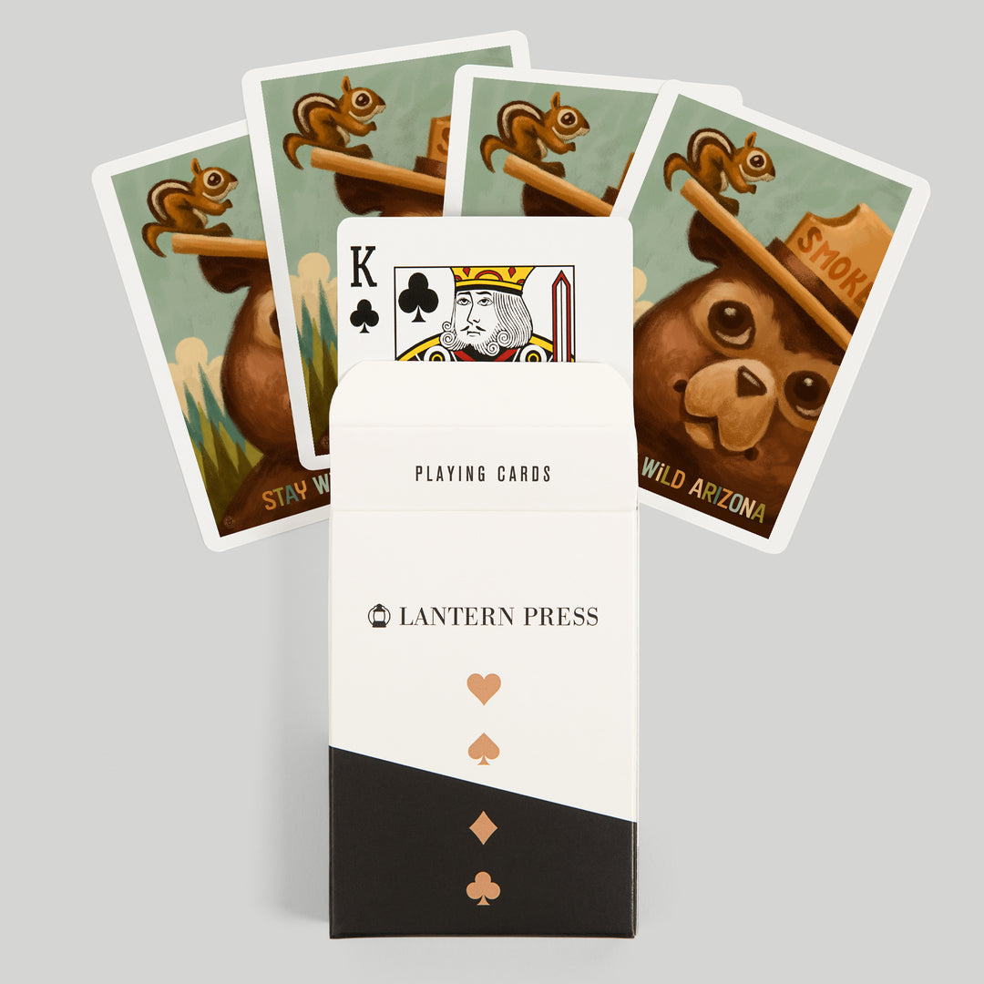 Playing Cards, Arizona, Smokey Bear and Squirrel, 52 Card Deck with Jokers in Box, Unique Art Cards Lantern Press 