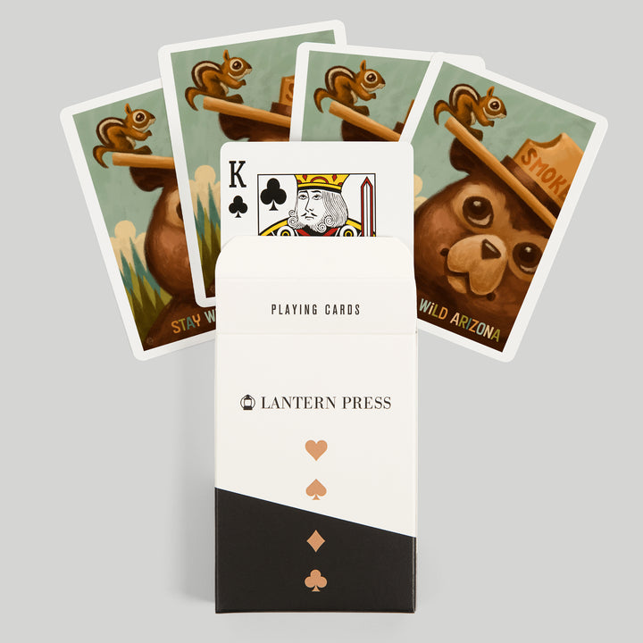 Playing Cards, Arizona, Smokey Bear and Squirrel, 52 Card Deck with Jokers in Box, Unique Art Cards Lantern Press 