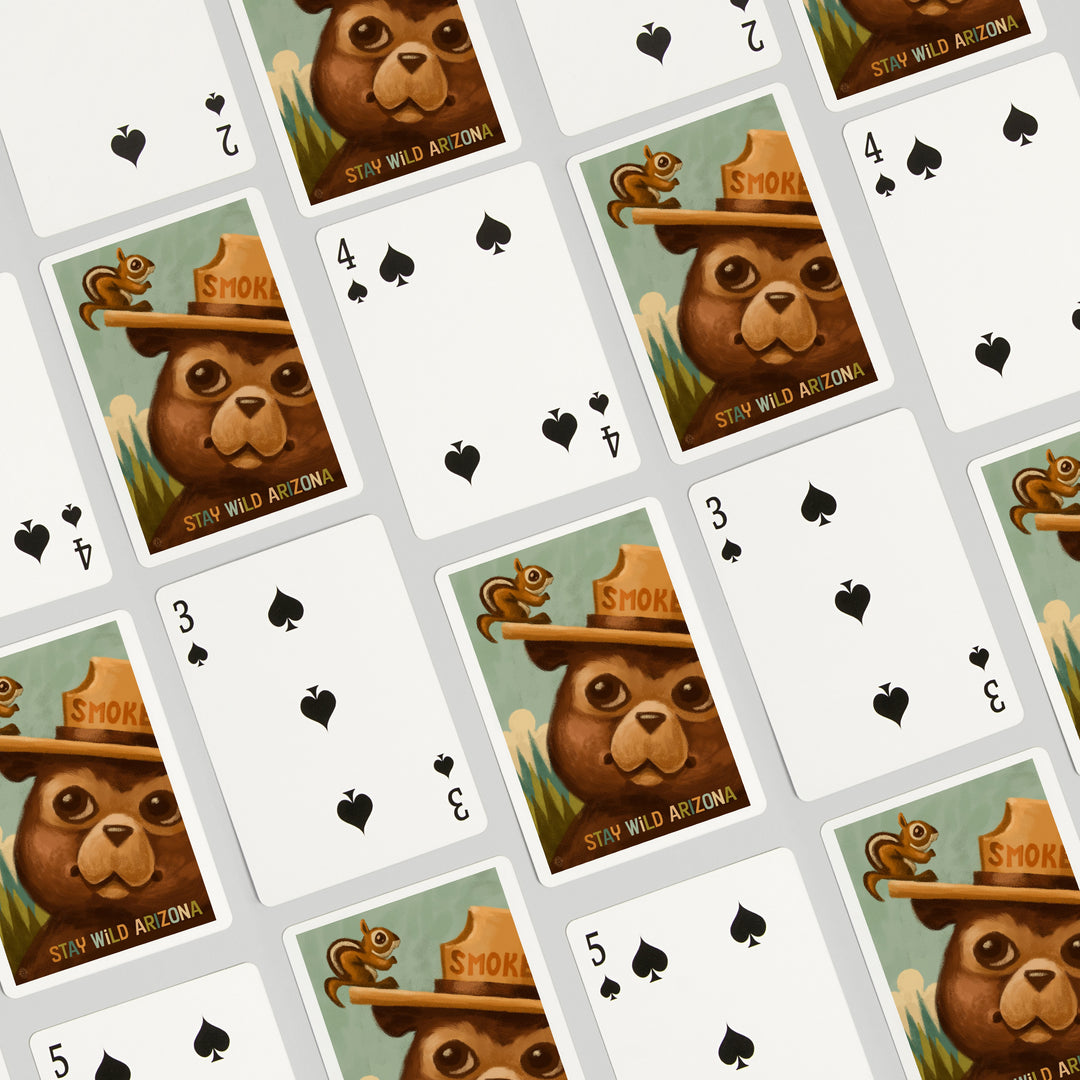 Playing Cards, Arizona, Smokey Bear and Squirrel, 52 Card Deck with Jokers in Box, Unique Art Cards Lantern Press 