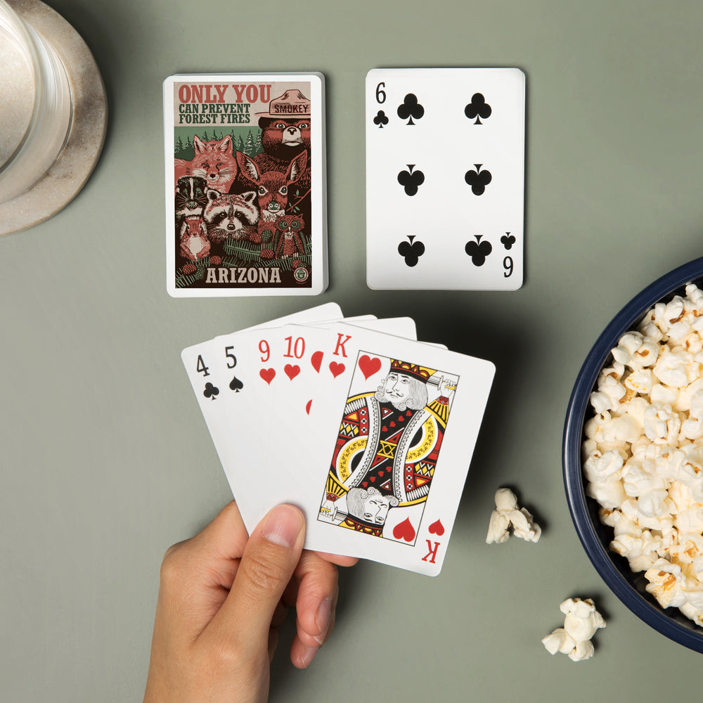 Playing Cards, Arizona, Smokey Bear and Woodland Creatures, 52 Card Deck with Jokers in Box, Unique Art Cards Lantern Press 