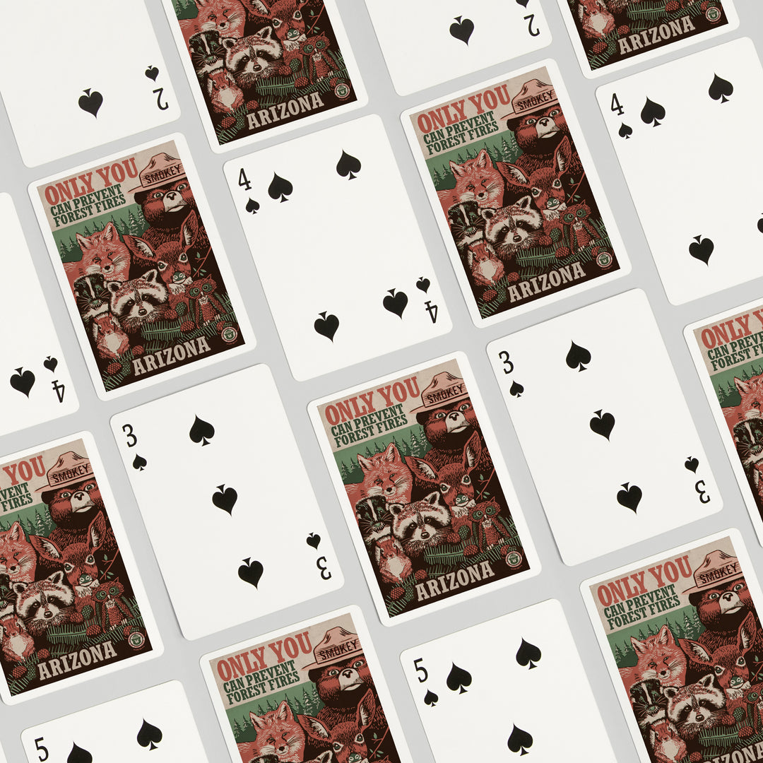 Playing Cards, Arizona, Smokey Bear and Woodland Creatures, 52 Card Deck with Jokers in Box, Unique Art Cards Lantern Press 