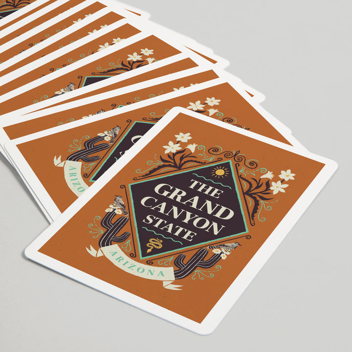 Playing Cards, Arizona, State Motto Crest, State Series, 52 Card Deck with Jokers in Box, Unique Art Cards Lantern Press 