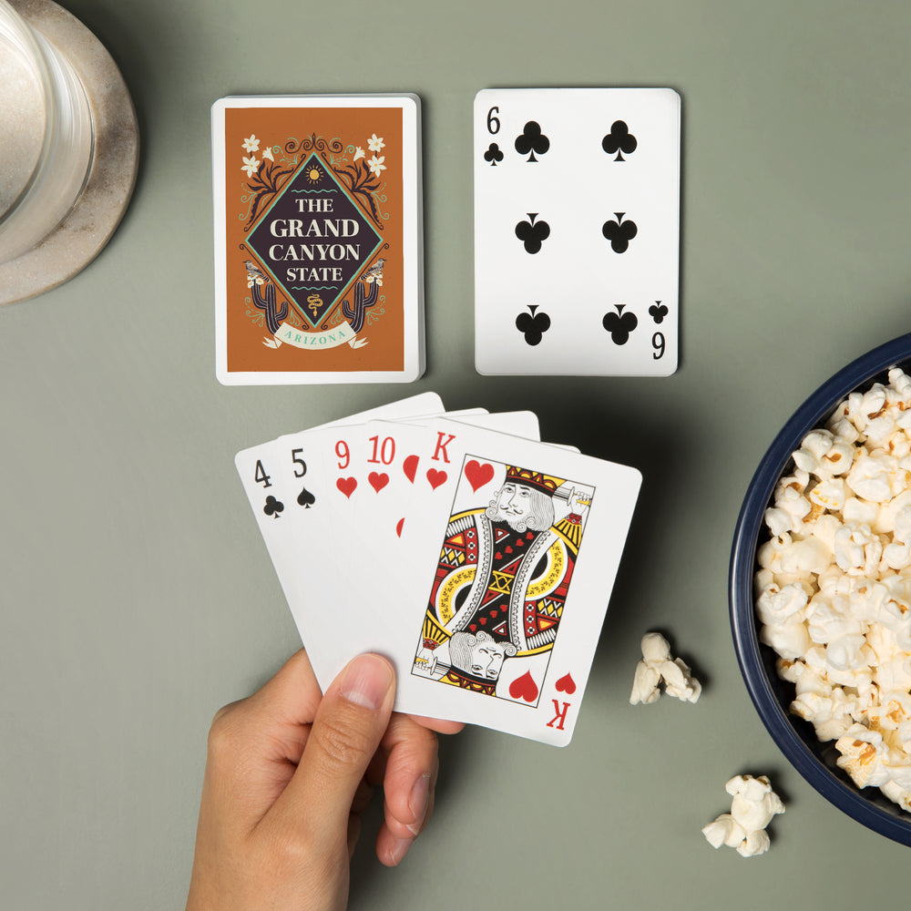 Playing Cards, Arizona, State Motto Crest, State Series, 52 Card Deck with Jokers in Box, Unique Art Cards Lantern Press 