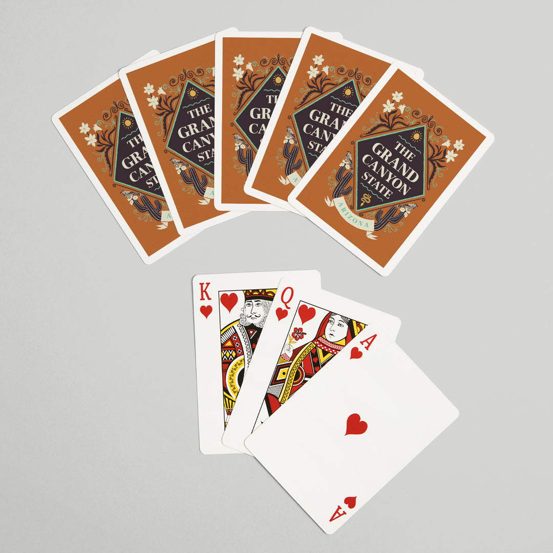 Playing Cards, Arizona, State Motto Crest, State Series, 52 Card Deck with Jokers in Box, Unique Art Cards Lantern Press 