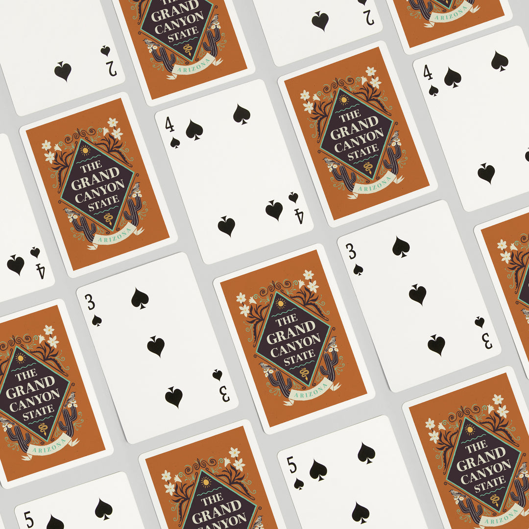 Playing Cards, Arizona, State Motto Crest, State Series, 52 Card Deck with Jokers in Box, Unique Art Cards Lantern Press 