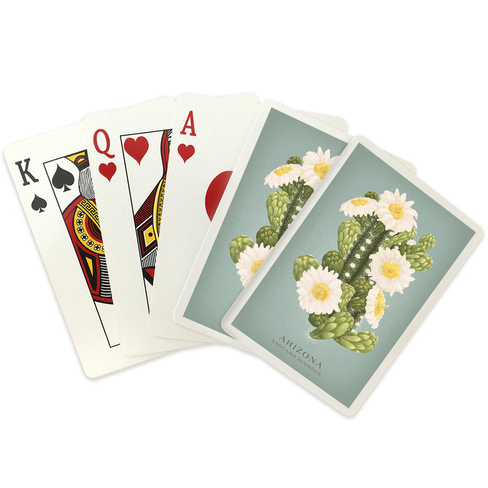 Playing Cards, Arizona, Vintage Flora, State Series, Saguaro Blossom, 52 Card Deck with Jokers in Box, Unique Art Cards Lantern Press 
