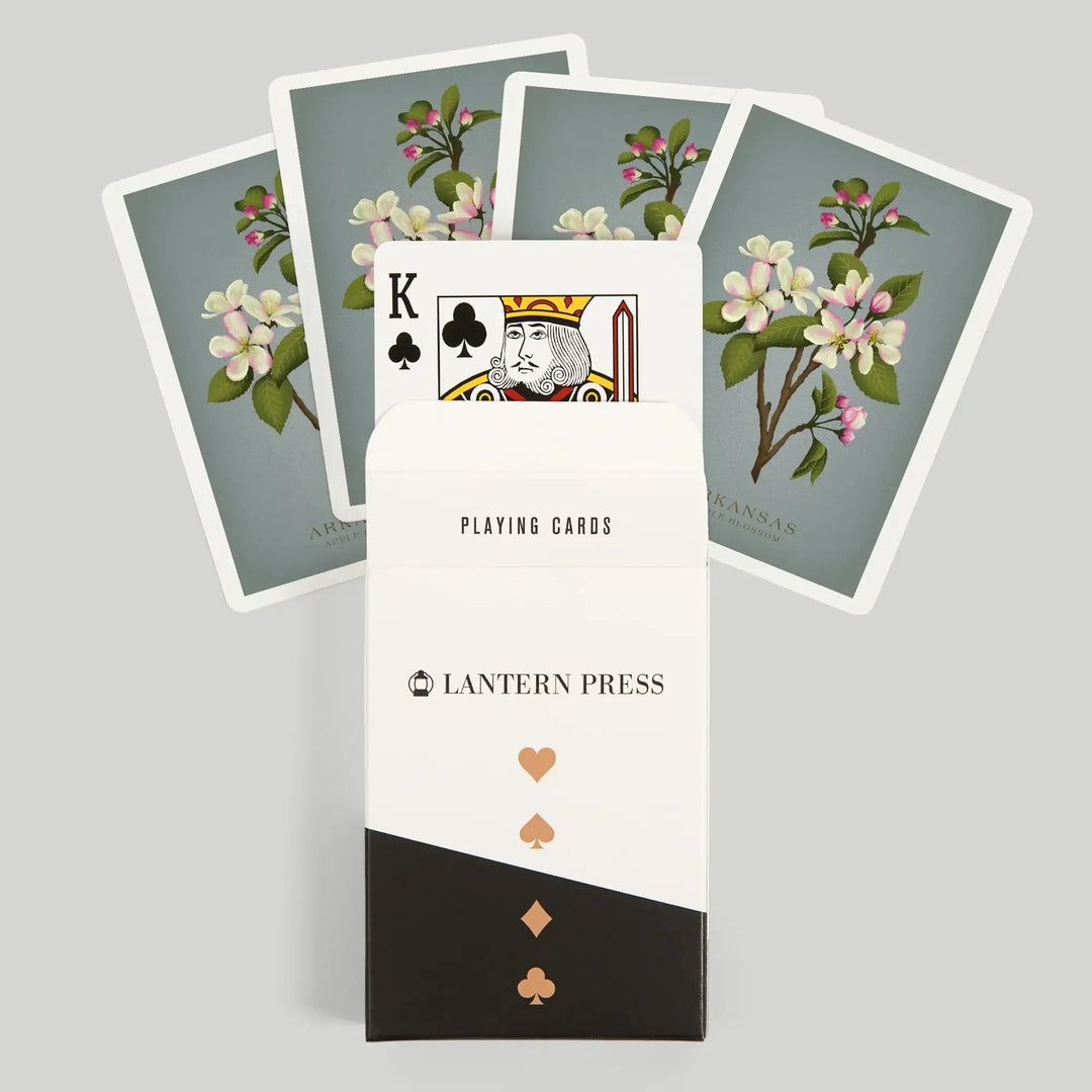 Playing Cards, Arkansas, Vintage Flora, State Series, Apple Blossom, 52 Card Deck with Jokers in Box, Unique Art Cards Lantern Press 