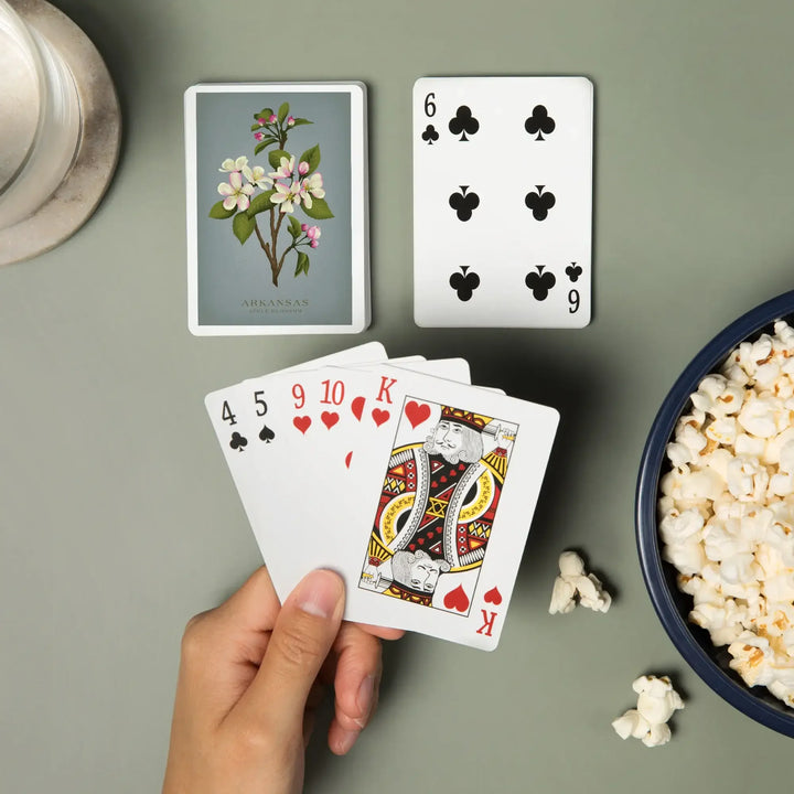 Playing Cards, Arkansas, Vintage Flora, State Series, Apple Blossom, 52 Card Deck with Jokers in Box, Unique Art Cards Lantern Press 