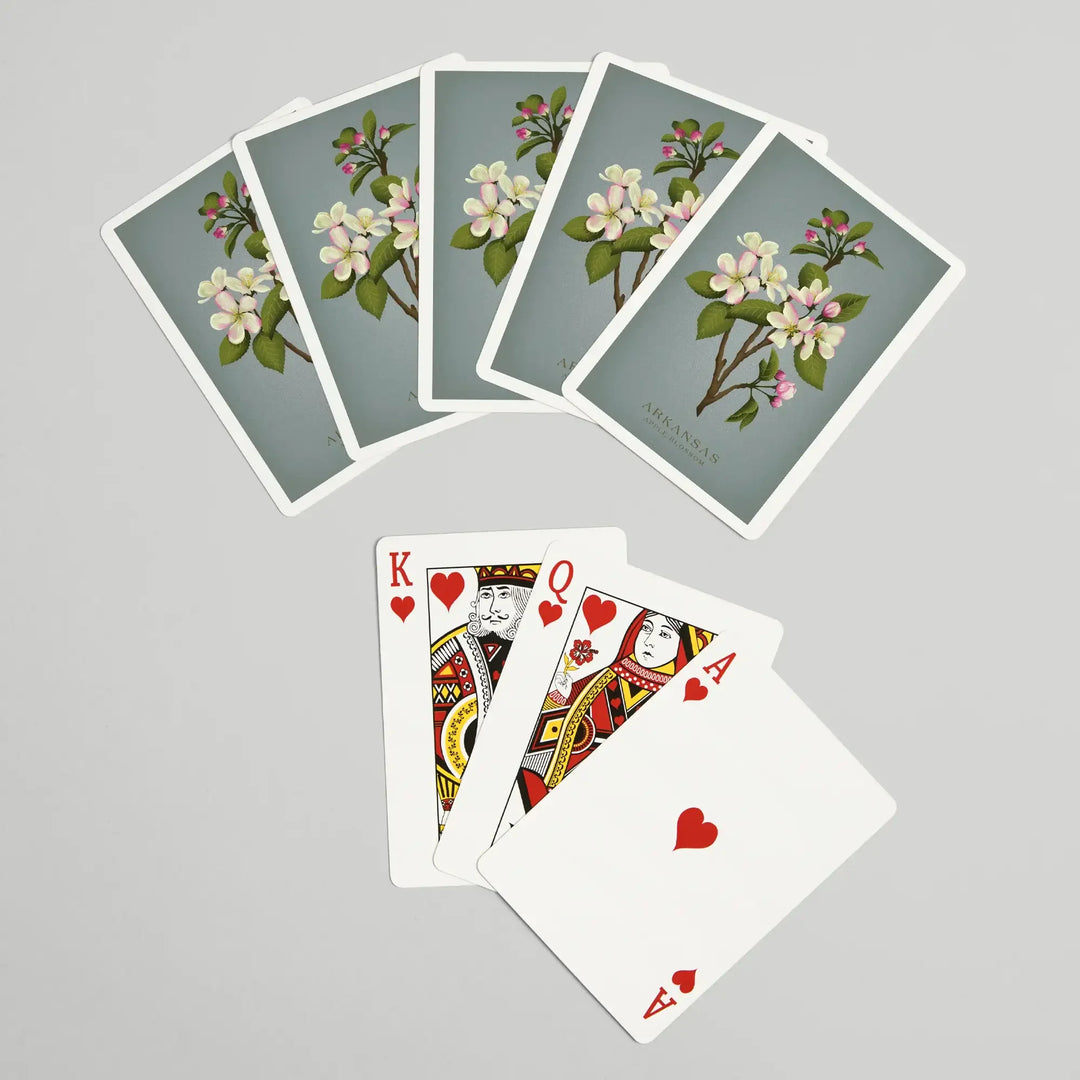 Playing Cards, Arkansas, Vintage Flora, State Series, Apple Blossom, 52 Card Deck with Jokers in Box, Unique Art Cards Lantern Press 