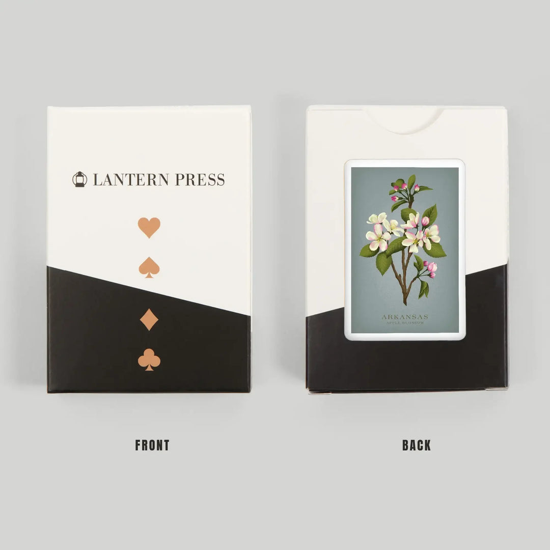 Playing Cards, Arkansas, Vintage Flora, State Series, Apple Blossom, 52 Card Deck with Jokers in Box, Unique Art Cards Lantern Press 