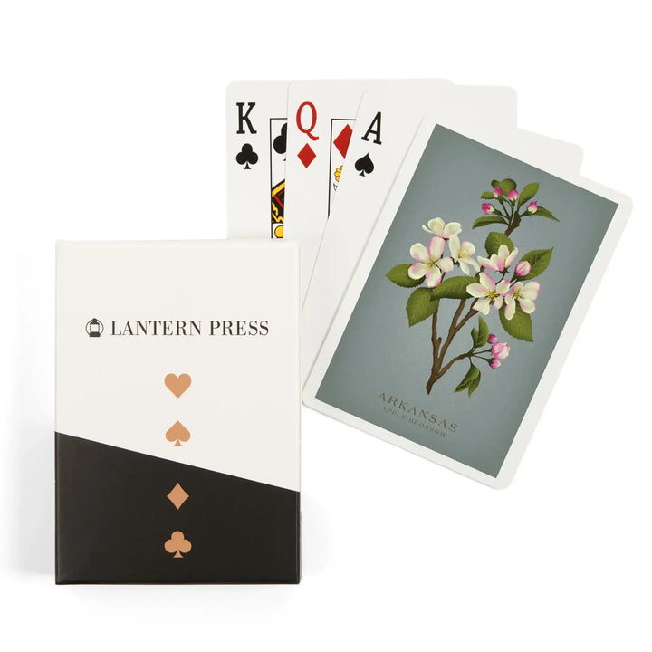 Playing Cards, Arkansas, Vintage Flora, State Series, Apple Blossom, 52 Card Deck with Jokers in Box, Unique Art Cards Lantern Press 