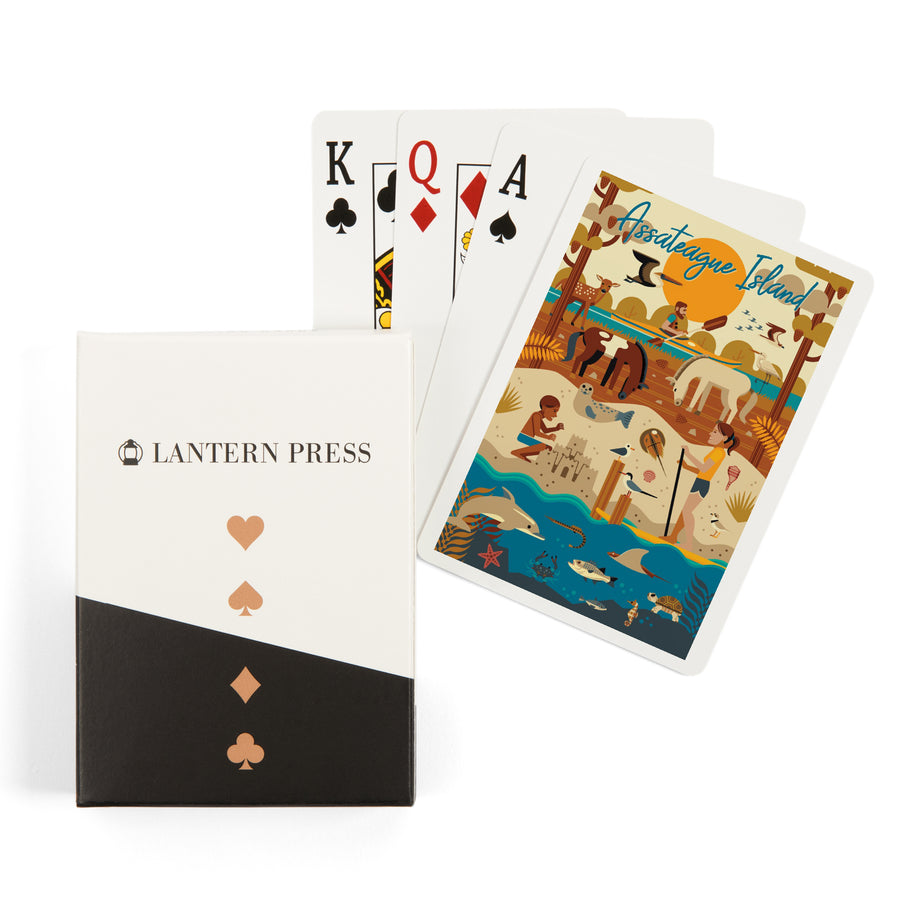 Playing Cards, Assateague Island, Geometric, 52 Card Deck with Jokers in Box, Unique Art Cards Lantern Press 