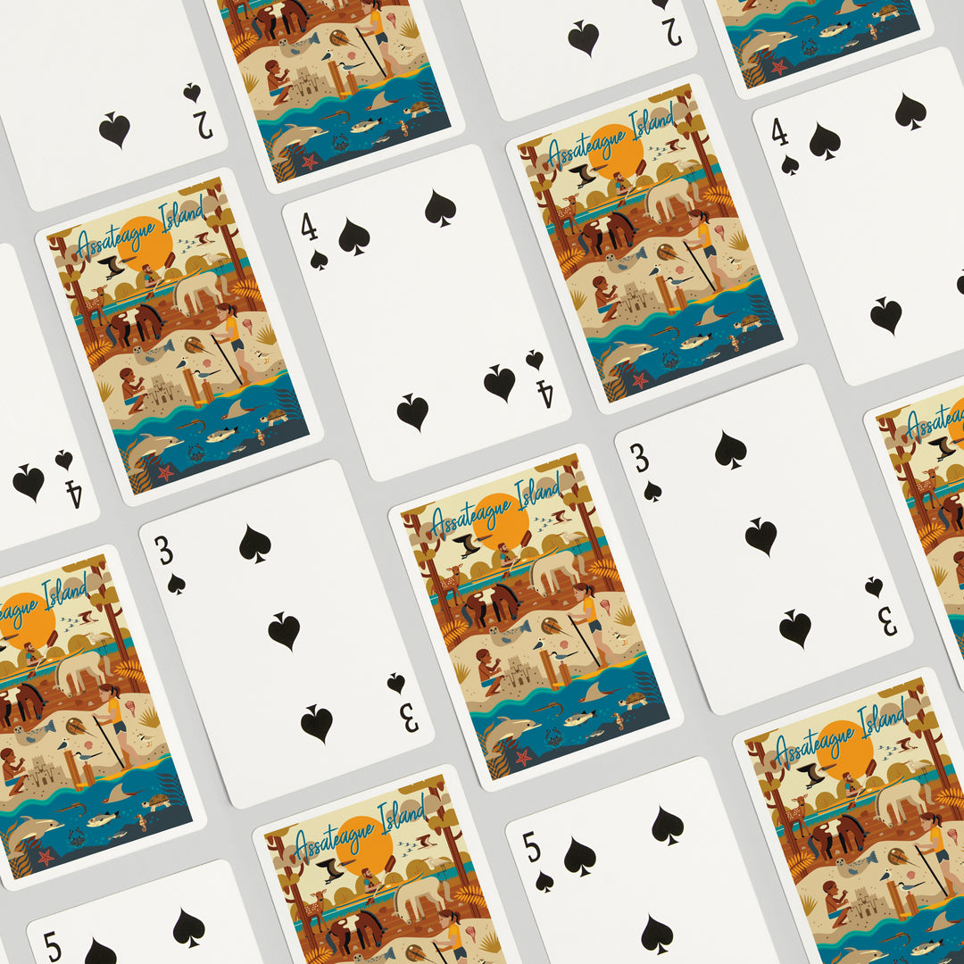 Playing Cards, Assateague Island, Geometric, 52 Card Deck with Jokers in Box, Unique Art Cards Lantern Press 
