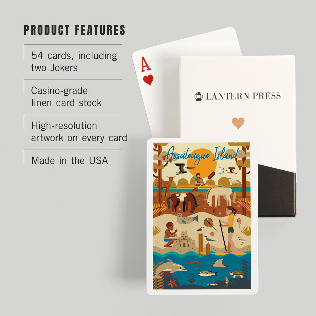 Playing Cards, Assateague Island, Geometric, 52 Card Deck with Jokers in Box, Unique Art Cards Lantern Press 